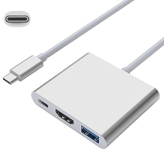 Anskp HDMI/USB3.0/Type-Cハブ 変換3in1 Type-C to HDMI/高速USB3.0ポート 変換アダプター 3ポート搭載 アルミニウム合金製 USB-C 